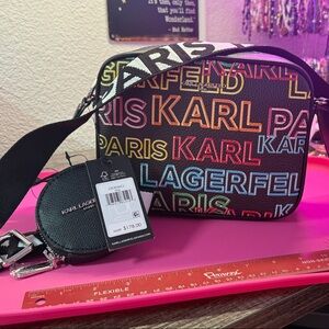 Karl Lagerfeld Black and Multicolor Logo Bag